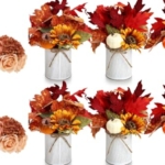 Product: DIYDOFUN Set of 4 Wedding Bridesmaid Bouquets & 6pcs Artificial Fall Flower Table Centerpieces