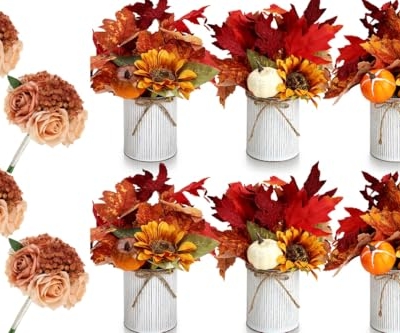 Product: DIYDOFUN Set of 4 Wedding Bridesmaid Bouquets & 6pcs Artificial Fall Flower Table Centerpieces