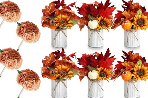 Product: DIYDOFUN Set of 4 Wedding Bridesmaid Bouquets & 6pcs Artificial Fall Flower Table Centerpieces