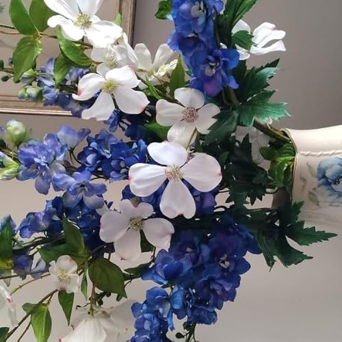 Silky Flower Store Artificial Delphinium Stem Blue Violet Faux Flower Bouquet, 35in 5 5 Product: Jucgghk Vivid and Realistic Floral Art 35" Faux Blue Violet Delphinium Stem,5PCS Realistic Artificial Flowers for Bouquet Home Wedding Table Centerpiece Indoor Home