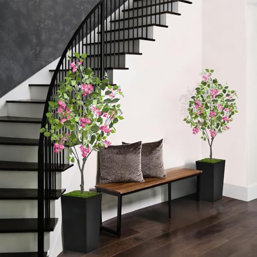 Silky Flower Store Artificial Bougainvillea Tree, Faux Pink Flower Tree, 2 Pack, 4FT 4 4 Product: Artificial Bougainvillea Tree 4FT – Faux Bougainvillea Tree for Indoor Home Decor, Realistic Fake Bougainvillea Flower Tree for Office, Bedroom,Living Room(2 Pack)