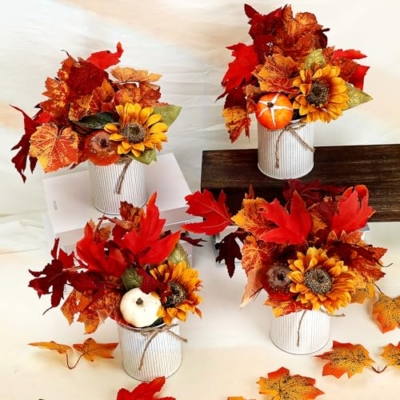Product: DIYDOFUN Set of 2 Wedding Bridesmaid Bouquets & 6pcs Artificial Fall Flower Table Centerpieces