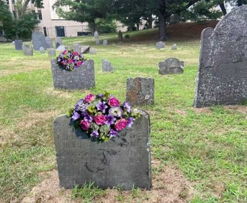 Product: Jucgghk Vivid and Realistic Floral Art 36" Beautiful Purple Cemetery SaddleMemorial Day Saddle, Headstone Flowers Saddle for Outdoor Grave Tombstone Decorations