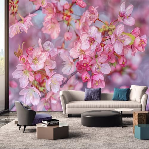 Silky Flower Store Self Adhesive Cherry Blossoms Wallpaper Mural, 3D Waterproof Wall Decor, Peel and Stick Floral, 173 x 108 7 7 Product: Self Adhesive Wallpaper Mural with Cherry Blossoms Art Design, Large 3D Flower Realistic Wall Paper for Bathroom Waterproof, Cherry Blossoms Wall Decor for Bedroom Living Room - Size 173" x 108"