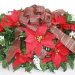 Product: Hshan Handcrafted Christmas Red Poinsettia's Cemetery Flower Arrangement, Elegant Silk Artificial Flowers for Cemetery Arrangement, Memorial Flowers Outdoor Memorial Decorations ﻿ Gravesite Flower