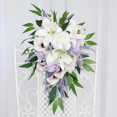 Product: Great Flowers Purple White Bridal Bouquets,Artificial Lavender Calla Lily Flowers for Wedding Ceremony Bridal Shower Home Decor