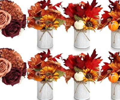 Product: DIYDOFUN Set of 2 Wedding Bridesmaid Bouquets & 6pcs Artificial Fall Flower Table Centerpieces