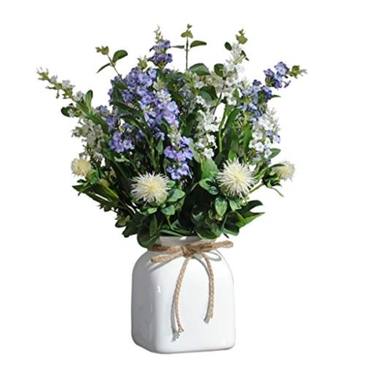 Product: JCYGBMK Artificial Flower in Pot Artificial Flowers with Ceramic Vase, Silk Flower Arrangements for Dining Room, Fake Flower Bouquet for Home Wedding Decor Artificial Plant Flower Arrangem