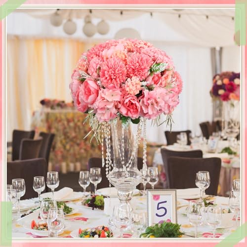 Product: Tigeen Artificial Flowers Artificial Peonies Silk Flowers Faux Peony Fake Peony Silk Hydrangea Bouquet for Wedding Table Centerpiece Floral Vase Decor(Rose Pink,24 Bundles)