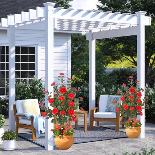 Silky Flower Store Artificial Camellia Tree, 2Pack Red Flowers, Cement Pots, 39.37in 6 6 Product: HanJoy 2Pack 39.37" Artificial Camellia Trees with 32 Red Flowers in Cement Pots – Lifelike Fake Trees for Front Porch, Home, Indoor Outdoor Spring Decor, Office or Housewarming Gifts