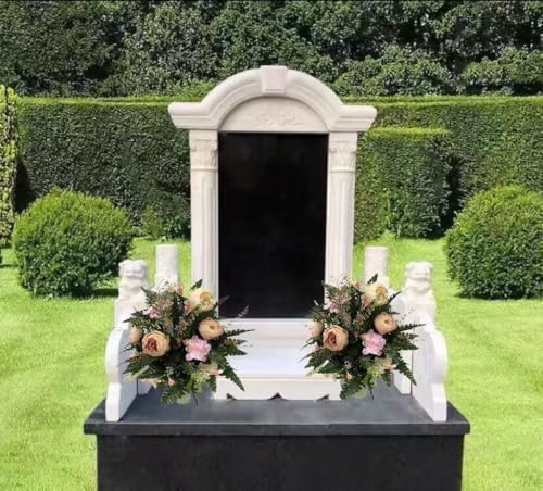 Product: Jucgghk Vivid and Realistic Floral Art Cabbage Roses Flower Arrangement,Artificial Rose Bouquet Decoration for Cemetery Headstones Gravesites