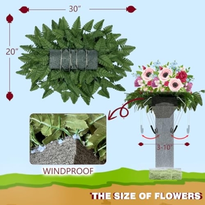 Product: Naramiji 3 Piece Artificial Cemetery Flowers -Headstone Flower Saddle- Gravesite Flowers Bouquet - Christmas Decorations-Poinsettia Dahlia Rose