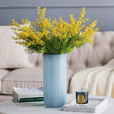 Silky Flower Store Artificial Yellow Acacia Mimosa Silk Flower Vase Set, Home Wedding Party Decor, 32.5cm 8 8 Product: VSULZVNU Artificial Flowers Fake Flower Artificial Yellow Acacia Flowers Mimosa Plush Silk Flower Fake Flower Vase Set Home Wedding Party Table Decorations
