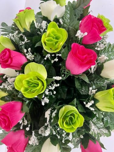 Product: Taozhiyuan Welcome Logo Flowers Bright and Full Small Flowers, Artificial Cemetery Flowers, Suitable for Tombstones and Grave Decorations