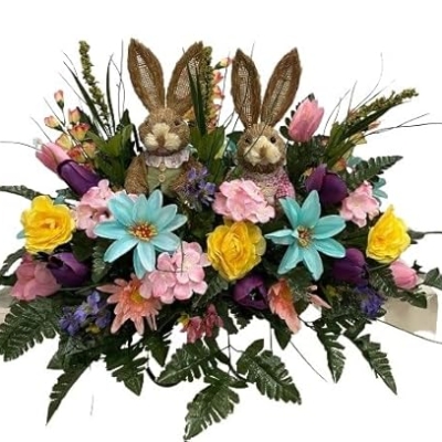 Product: Jucgghk Vivid and Realistic Floral Art 3PCS Set Spring Cemetery Flowers,Headstone Flower,Easter Cemetery Saddle,Flower for Cemetery