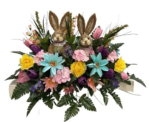 Product: Jucgghk Vivid and Realistic Floral Art 3PCS Set Spring Cemetery Flowers,Headstone Flower,Easter Cemetery Saddle,Flower for Cemetery
