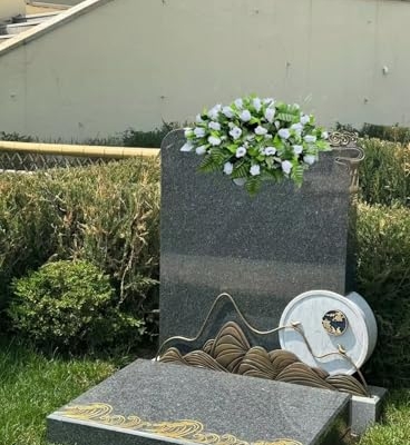 Product: Jucgghk Vivid and Realistic Floral Art White Roses 22"-24" Flowers Saddle,Cemetery Grave Decoration Headstone Flower for Outdoor Grave Decorations