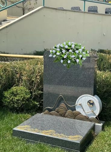 Product: Jucgghk Vivid and Realistic Floral Art White Roses 22"-24" Flowers Saddle,Cemetery Grave Decoration Headstone Flower for Outdoor Grave Decorations