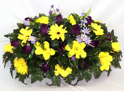 Product: Hshan Fall Mixture Flowers Cemetery Flower Arrangement, Beautiful Silk Artificial Flowers for Cemetery Arrangement, Memorial Flowers Outdoor Memorial Decorations ﻿ Gravesite Flower