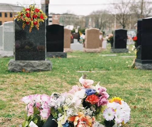 Product: Jucgghk Vivid and Realistic Floral Art 36" Large Fall Greens-Oranges Artificial Flowers,Fall Cemetery Arrangements for Grave Tombstone Decorations