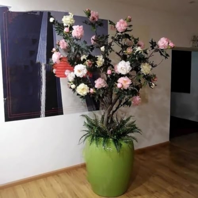 Product: Simulated Peony Tree, Indoor Artificial Tree Decoration Landscaping Large Floor-Standing Flower Art Hotel Shopping Mall Props Ornaments 4M