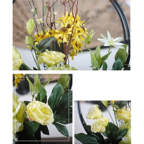 Product: SHUawan Artificial Silk Flower Bouquet with Vase - Realistic Fake Flowers for Home, Office, Wedding, and Party Decoration, Easy Care, Dust