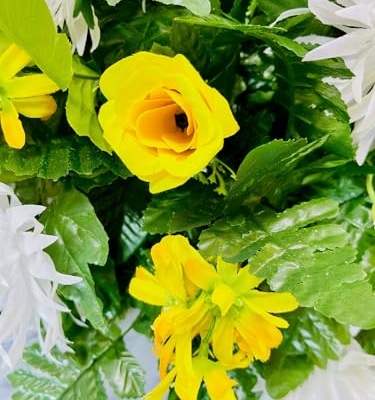 Product: Jucgghk Vivid and Realistic Floral Art 28" Yellow Flowers,Realistic Vibrant Flowers, Outdoor Grave Decorations for Headstone