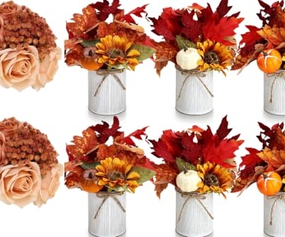 Product: DIYDOFUN Set of 2 Wedding Bridesmaid Bouquets & 6pcs Artificial Fall Flower Table Centerpieces