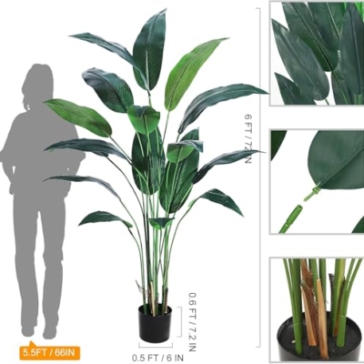 Product: Sunvasagoo 6FT Artificial Bird of Paradise Plant - Realistic Lifelike Design, Easy to Assemble, Silk Material, Ideal Housewarming Gift - 2 Pack