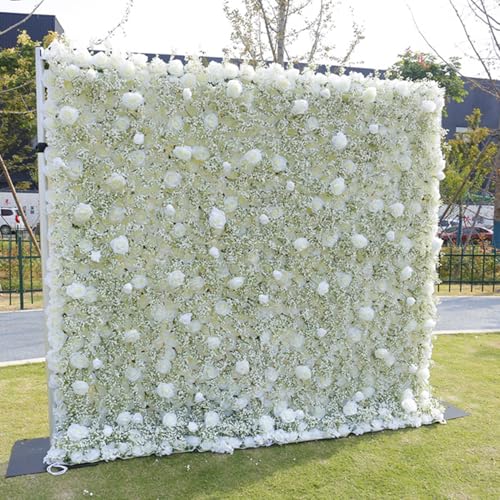 Silky Flower Store Artificial Baby's Breath Flower Wall Backdrop, White Fabric Floral Panel, 5D 3D Simulation, 3m x 3m 1 1 Product: 5D Three-Dimensional Simulation White Fabric Flower Wall, Artificial Baby's Breath Decorative Background Wall, Suitable for Wedding Hotel Layout Event Decoration(3m*3m)