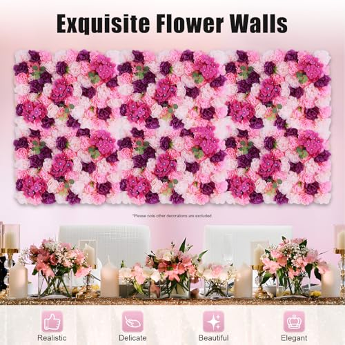 Silky Flower Store Artificial Flower Wall Panel Set, Hot Pink Pink Violet Floral Backdrop, Indoor Outdoor Decor, 23.62 x 15.74 inches 3 3 Product: 6-Piece Artificial Flower Wall Panel Set, Flower Wall Backdrop, Realistic DIY Privacy Screen for Indoor Outdoor Wedding Backdrop, Party Decor, Home Garden Decoration, Hot Pink Flower Wall Backdrop