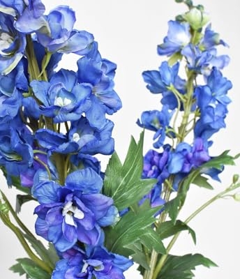 Silky Flower Store Artificial Delphinium Stem Blue Violet Faux Flower Bouquet, 35in 14 14 Product: Jucgghk Vivid and Realistic Floral Art 35" Faux Blue Violet Delphinium Stem,5PCS Realistic Artificial Flowers for Bouquet Home Wedding Table Centerpiece Indoor Home