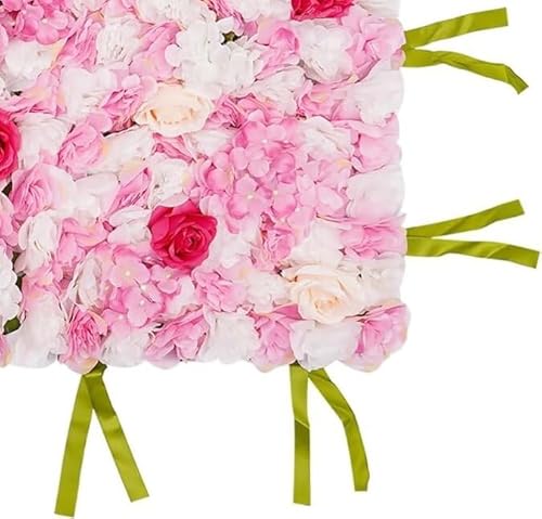Silky Flower Store Artificial Flower Wall Panel, White Pink Gold Rose Hydrangea Dahlia Backdrop, Indoor Outdoor Decor, 3.28 x 3.28ft 4 4 Product: Cncestore 3.28 * 3.28ft Artificial Flower Wall Panels with Straps, Artificial Flower Background Flower Wall Mat