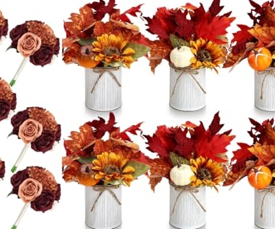 Product: DIYDOFUN Set of 6 Wedding Bridesmaid Bouquets & 6pcs Artificial Fall Flower Table Centerpieces