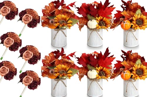 DIYDOFUN Set of 6 Wedding Bridesmaid Bouquets & 6pcs Artificial Fall Flower Table Centerpieces - Artificial Flower Arrangements Product: DIYDOFUN Set of 6 Wedding Bridesmaid Bouquets & 6pcs Artificial Fall Flower Table Centerpieces