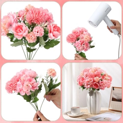 Product: Tigeen Artificial Flowers Artificial Peonies Silk Flowers Faux Peony Fake Peony Silk Hydrangea Bouquet for Wedding Table Centerpiece Floral Vase Decor(Rose Pink,24 Bundles)