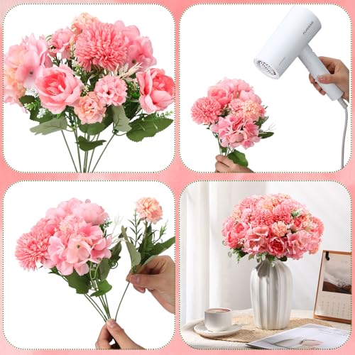 Product: Tigeen Artificial Flowers Artificial Peonies Silk Flowers Faux Peony Fake Peony Silk Hydrangea Bouquet for Wedding Table Centerpiece Floral Vase Decor(Rose Pink,24 Bundles)