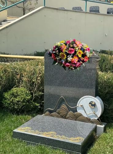 Product: Jucgghk Vivid and Realistic Floral Art 36" Pink Cemetery Headstone Flower Saddle,Artificial Cemetery Flower Saddles for Graves,Outdoor Tombstone Headstone Decorations