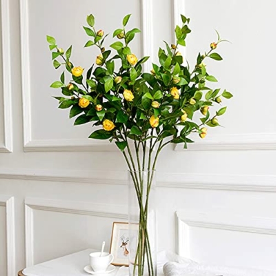 Product: Fake Flower Artificial Flowers Outdoor,90cm/35.43Inch Large Artificial Silk Camellia Flowers with Glass Vase,for Wedding Party Home Decoration Artificial Plant