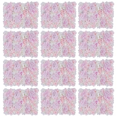 Product: LyteNest Artificial Flower Wall Panel Set of 12 with Realistic Dahlia Rose Hydrangea Flowers for Indoor Outdoor Decoration Privacy Screen Backdrop