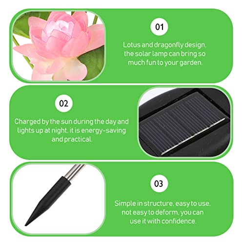 Product: Landscape Lighting LEDs Color-Changing Solar Lotus Flower and Dragonfly for Garden Pathway Decoration