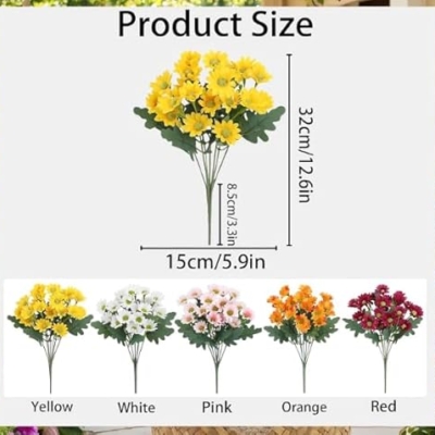 Product: Artificial Sunset Mums Artificial Outdoor Sunset Mums Flowers - UV Resistant Waterproof Windproof for Outside Home Indoor Planter Never Faded Look Real, Full, Vibrant (Scarlet, 25Bundles)