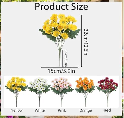 Product: Artificial Sunset Mums Artificial Outdoor Sunset Mums Flowers - UV Resistant Waterproof Windproof for Outside Home Indoor Planter Never Faded Look Real, Full, Vibrant (Scarlet, 25Bundles)