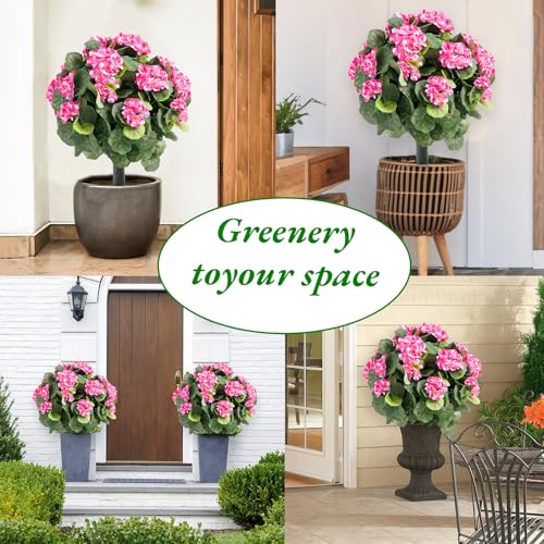 Product: 21.6" Artificial Flower Ball Tree with Ground Spike, Fake Silk Topiary Trees for Home Decor Garden Patio and Indoor,2 Pack, Pink Begonia