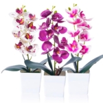 Product: JINXIAN 3 Pieces Orchids Artificial Flowers & Plants 30 cm Artificial Flowers in Pot Artificial Flowers Like Real Artificial Flowers Artificial Plant for Living Room Office Decoration