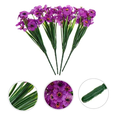 Product: JCYGBMK 1 Set 4pcs Decorative Artificial Flowers Stem Flower Fake African Violets Silk Floral Arrangements Faux Flower Fake Violet Flower Lifelike Flower The, 29.00X15.00X0.60CM, Purple