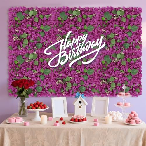 Silky Flower Store Purple Artificial Bougainvillea Flower Wall Panels, IPOPU 2 Pack, Decorative Faux Floral Backdrop, 20x20in 3 3 Product: IPOPU 2 Pack Flower Wall Artificial Bougainvillea Panels 20x20inch Purple Faux Bougainvillea Flower Panels for Backdrop for Party Decorations Wedding Wall Decor (Purple)
