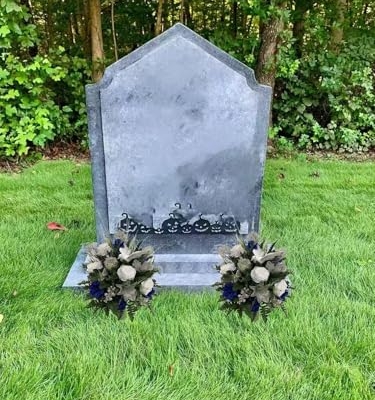 Product: Jucgghk Vivid and Realistic Floral Art Blue Silver White Cemetery Flowers, Artificial Graveside Flowers for Cemetery Headstones Decoration(2)