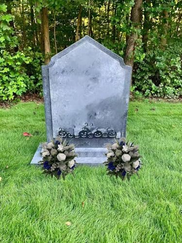 Product: Jucgghk Vivid and Realistic Floral Art Blue Silver White Cemetery Flowers, Artificial Graveside Flowers for Cemetery Headstones Decoration(2)
