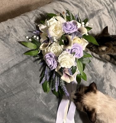 Product: Great Flowers Purple White Bridal Bouquets,Artificial Lavender Calla Lily Flowers for Wedding Ceremony Bridal Shower Home Decor